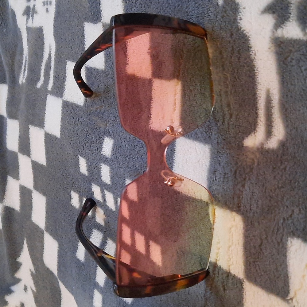 Semi-Rimless Tortoiseshell Oversized Fashion Color Gradient 400UV  Sunglasses